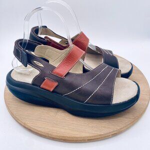 MBT Ema Sandals Womens 8.5 Brown Leather Slingback Recovery Peep